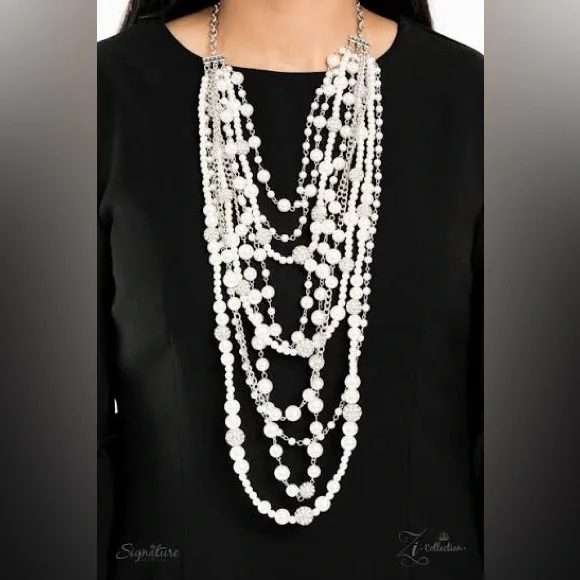 Paparazzi Zi Collection LeCricia Silvertone and Faux Pearl Statement Necklace - Picture 3 of 7